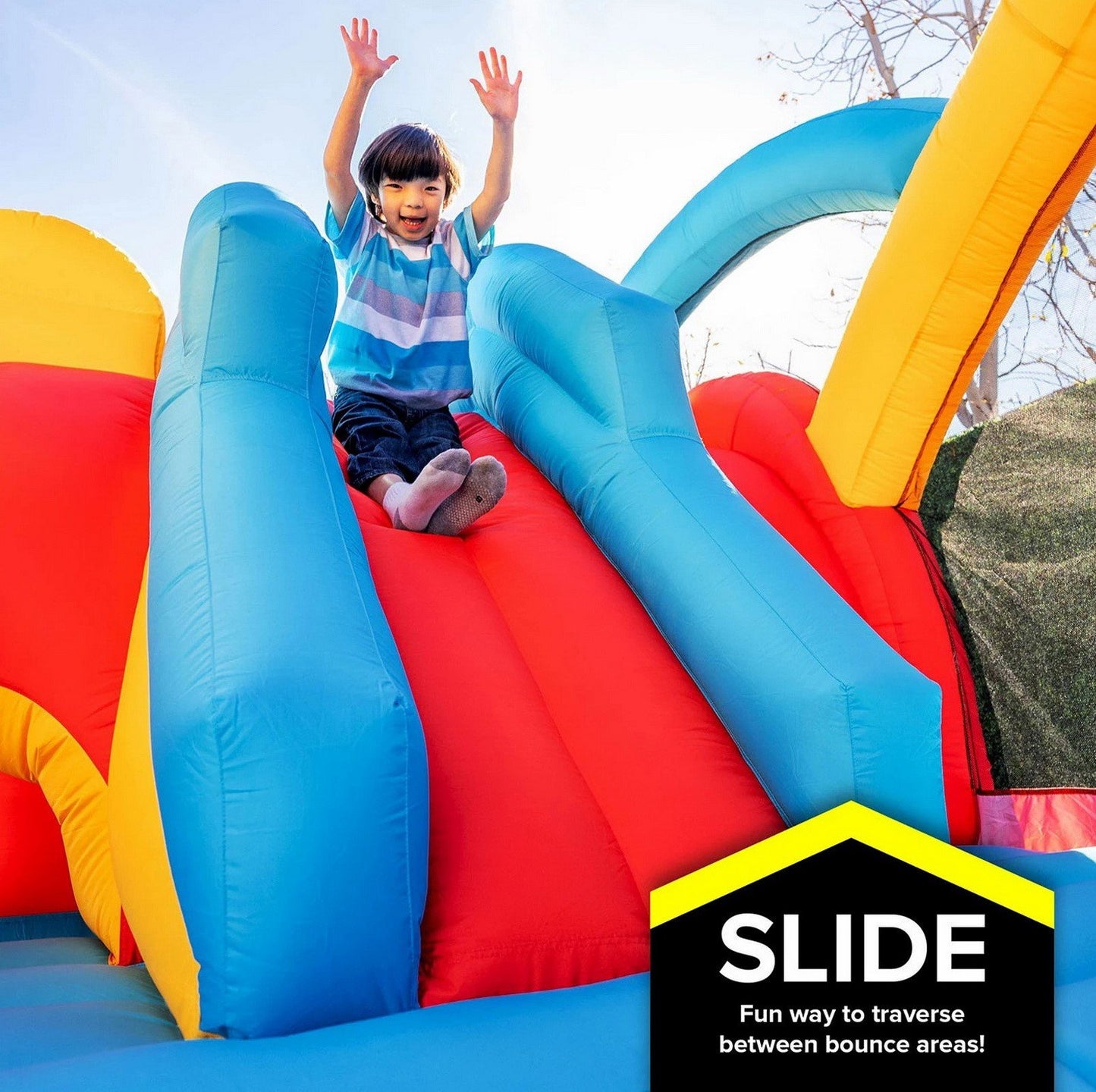 Giant Inflatable Bounce House with Slide Climbing Wall Tunnel Bouncer 19' x 9'