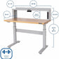 Adjustable Height Electric Workbench Work Table Bench 48" x 24" Solid Wood Top