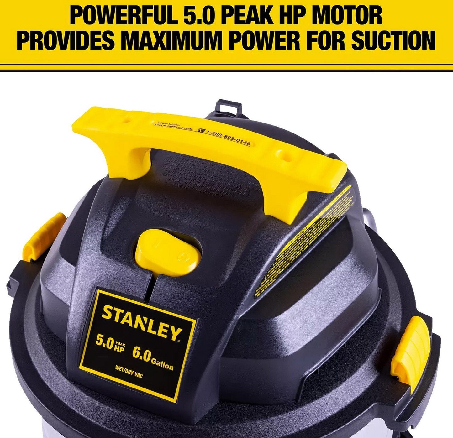 Stanley 6 Gallon Wet Dry Shop Vacuum 5.0 Peak HP Stainless Steel