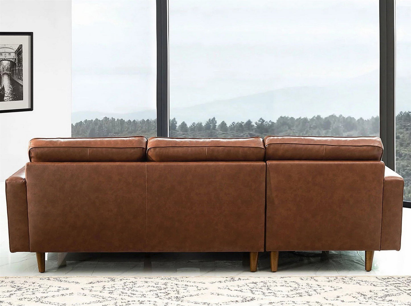 Top-Grain Leather Sectional L-Shaped Sofa Couch Chaise Living Room Furniture Set