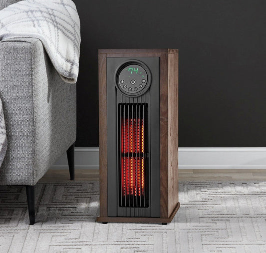 Infrared Electric Space Heater 23" Tower 1500 Watt Remote Control Wood Cabinet