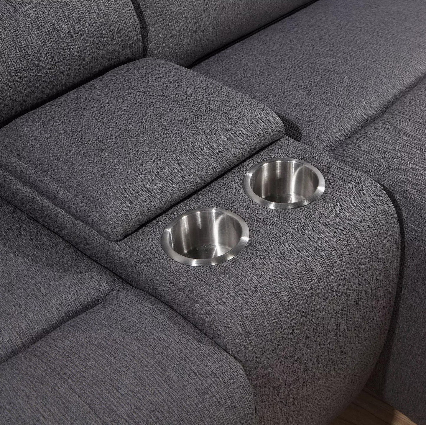 6 Piece Reclining Sectional Sofa Couch Chaise Modular Fabric Furniture Set Grey