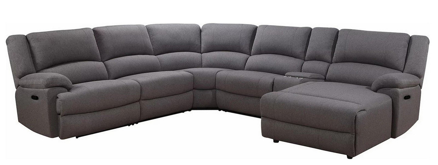 6 Piece Reclining Sectional Sofa Couch Chaise Modular Fabric Furniture Set Grey