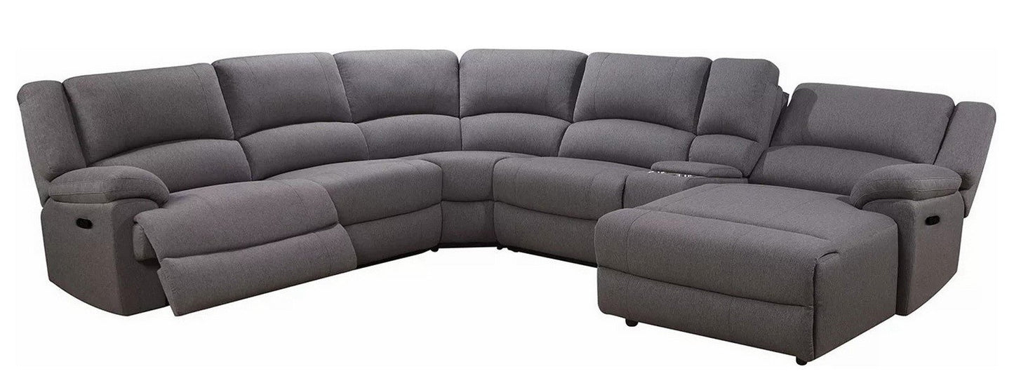 6 Piece Reclining Sectional Sofa Couch Chaise Modular Fabric Furniture Set Grey