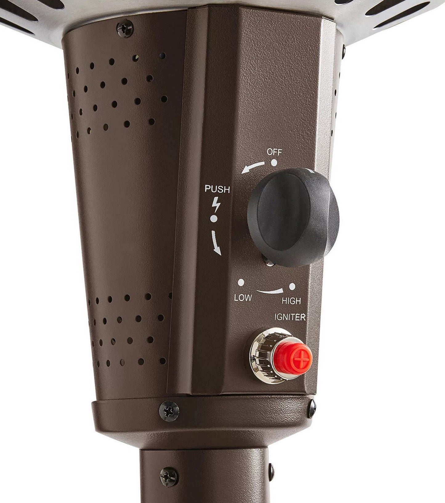 86" Tall Bronze Patio Heater with LED Light Table 50,000 BTU Electric Start