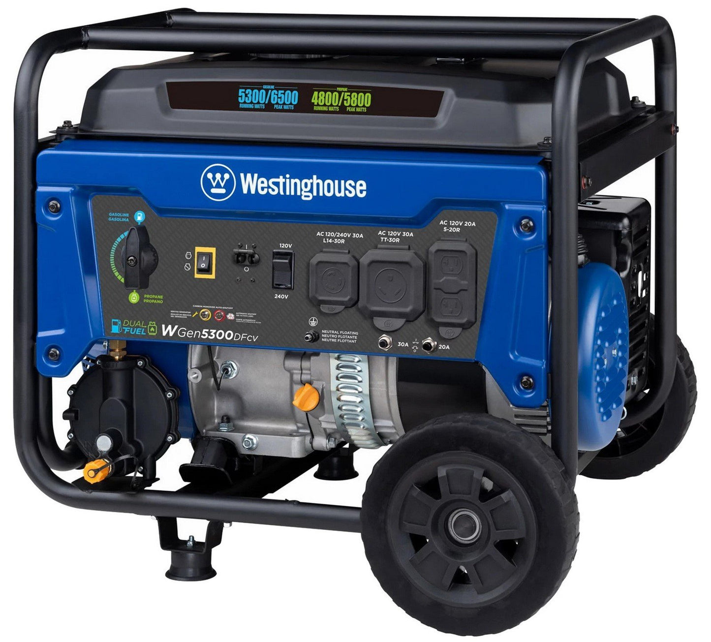 Westinghouse 6500 Peak Watts Portable Power Generator Dual Fuel Gas Propane