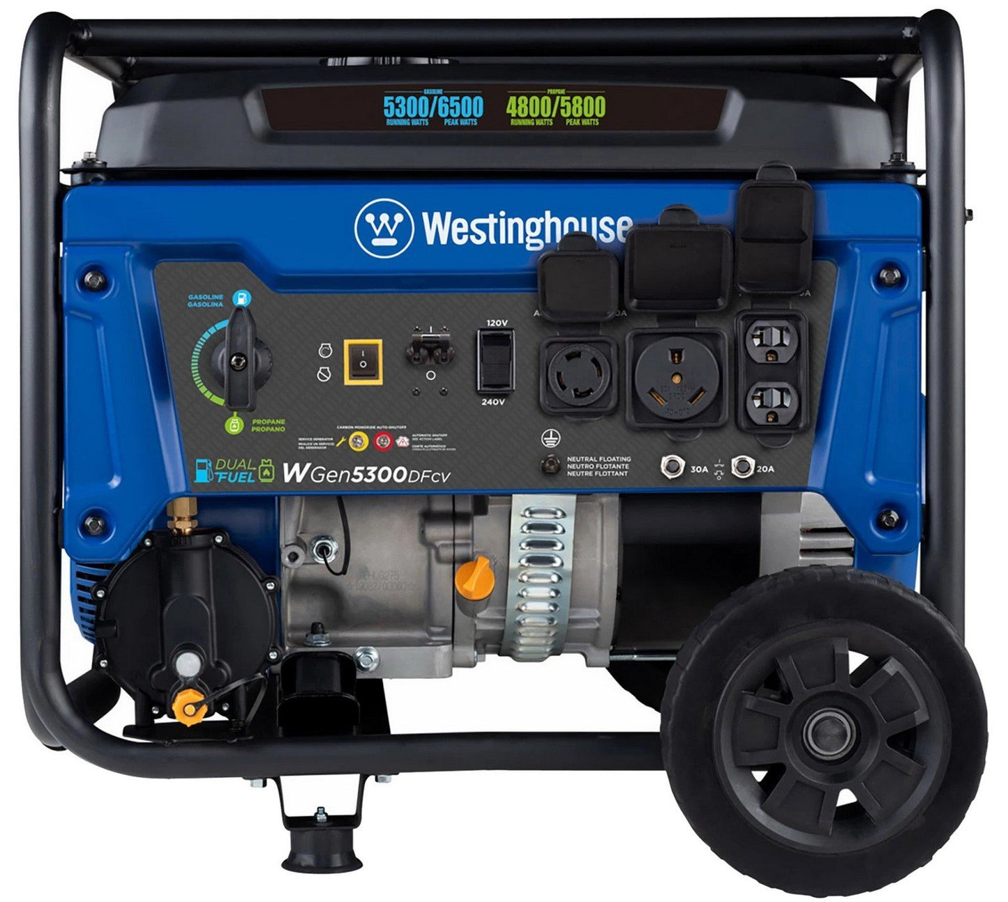 Westinghouse 6500 Peak Watts Portable Power Generator Dual Fuel Gas Propane