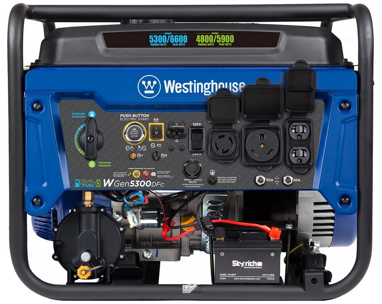 Westinghouse 6,600 Peak Watts Dual Fuel Power Generator Gas Propane Push Start
