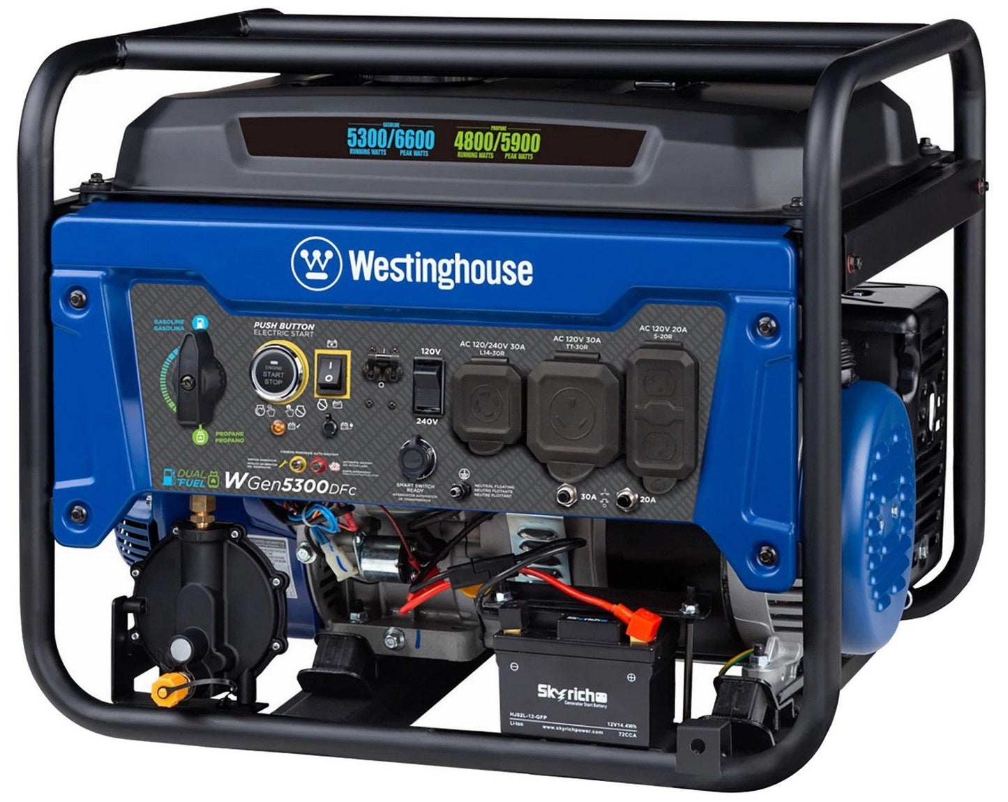 Westinghouse 6,600 Peak Watts Dual Fuel Power Generator Gas Propane Push Start