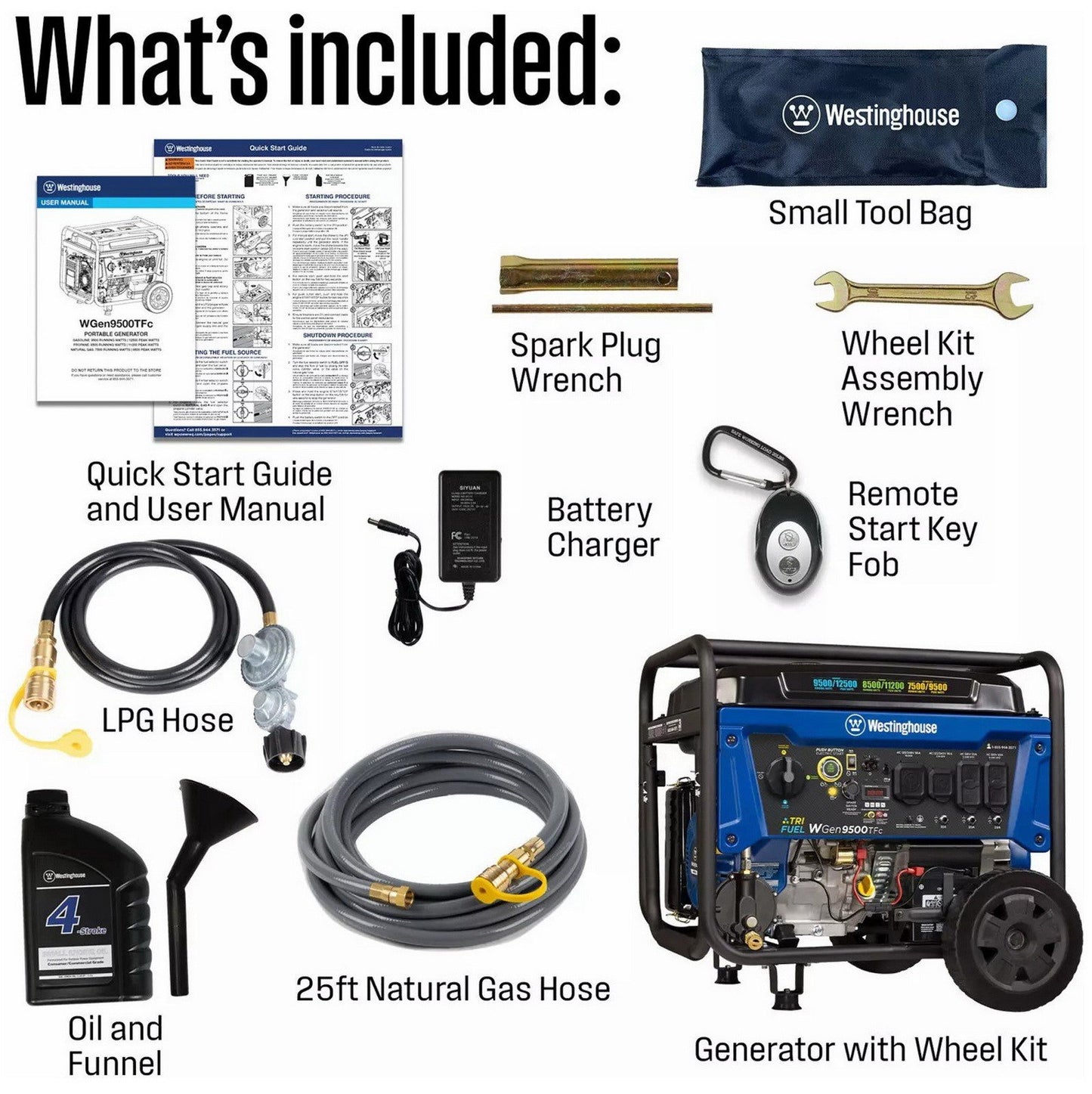 Westinghouse 12500 Peak Watt Portable Generator Tri Fuel Whole Home Power Backup
