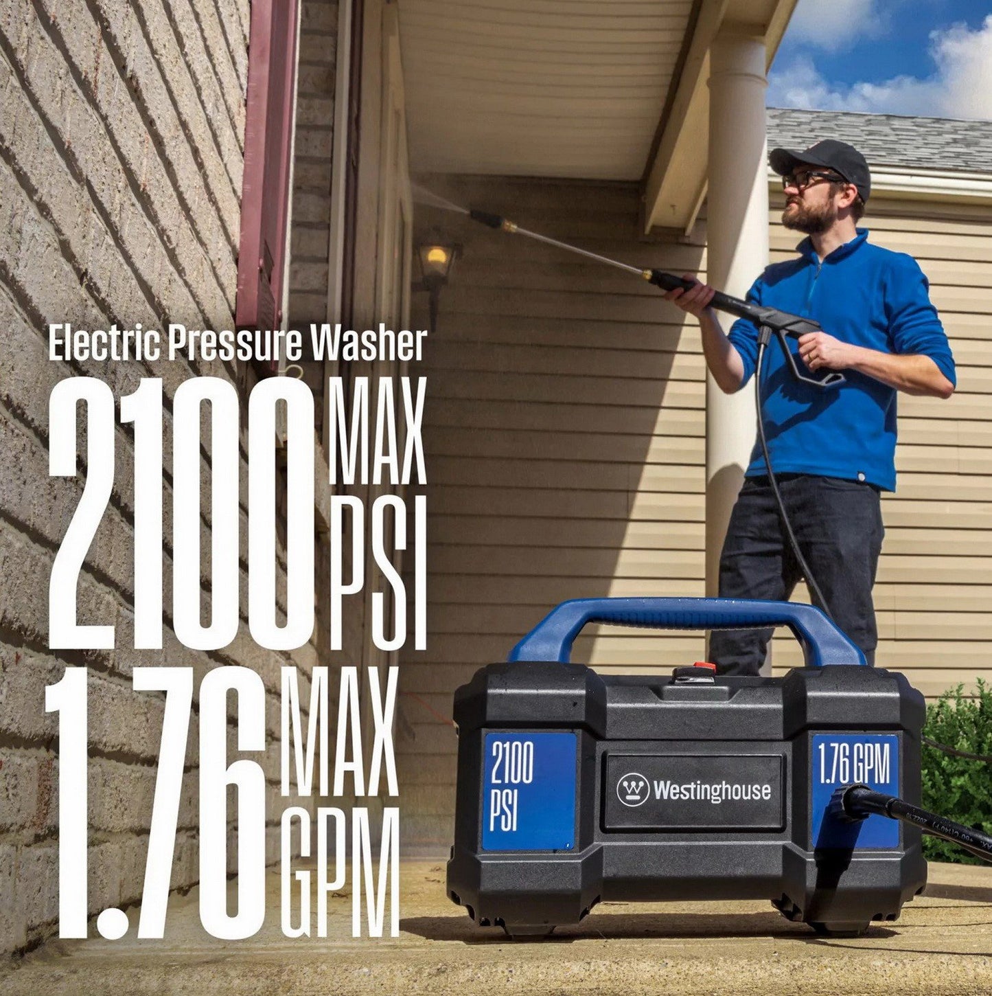 2100 PSI Electric Pressure Washer 1.76 GPM Foam Cannon Westinghouse ePX3100v