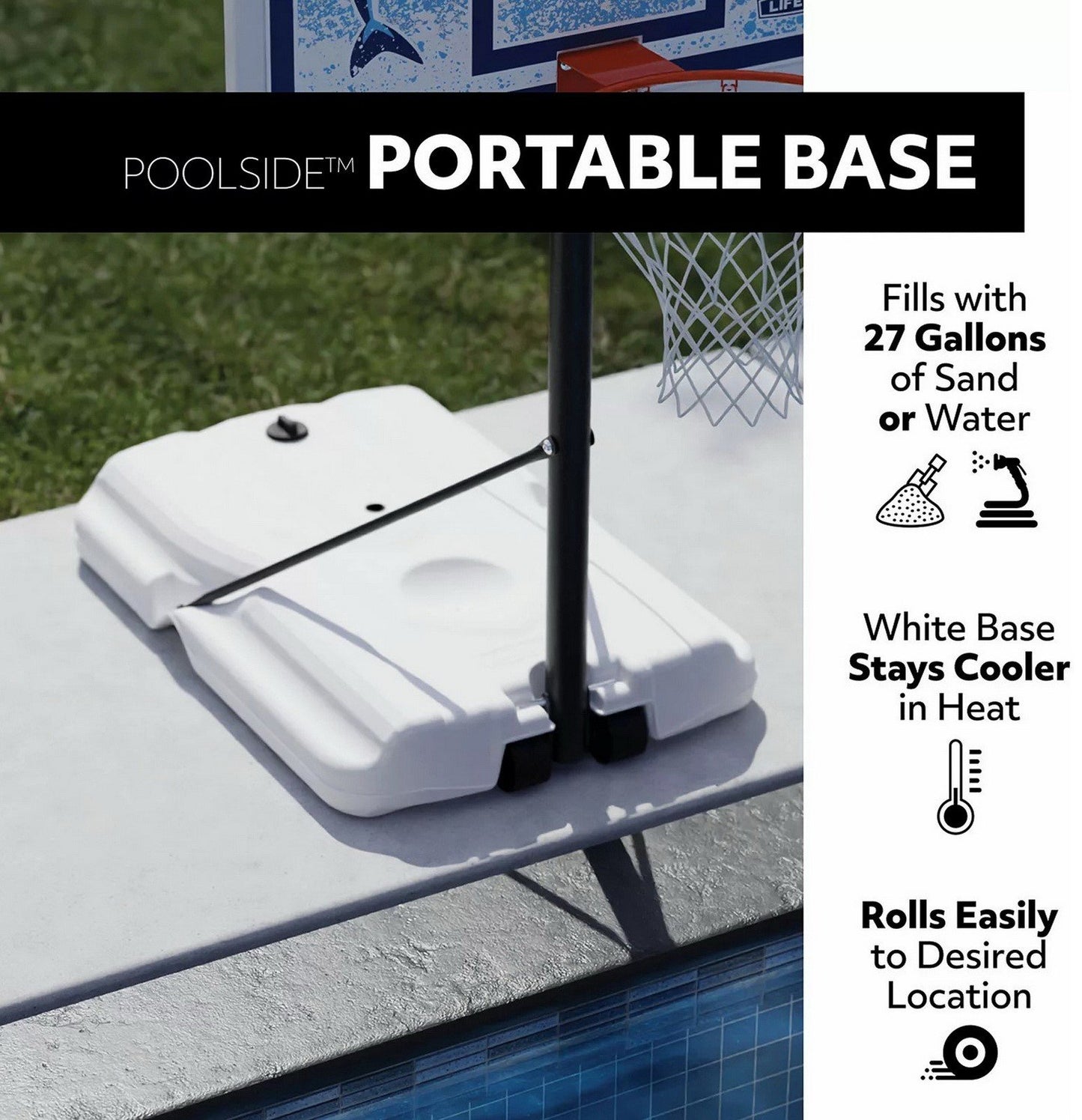 Swimming Pool Basketball Goal 44" Backboard Pool Side Hoops System