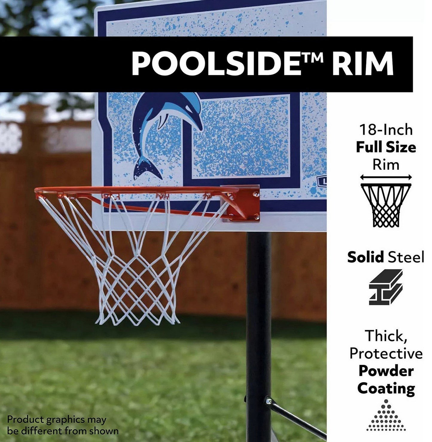 Swimming Pool Basketball Goal 44" Backboard Pool Side Hoops System