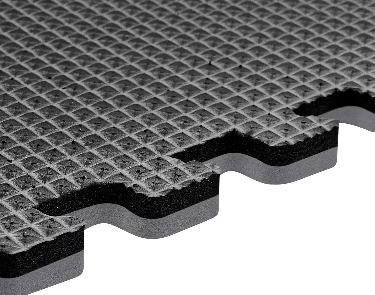 Norsk 25" x 25" Reversible Foam Flooring Gray Wood & Black 9 Tiles Set