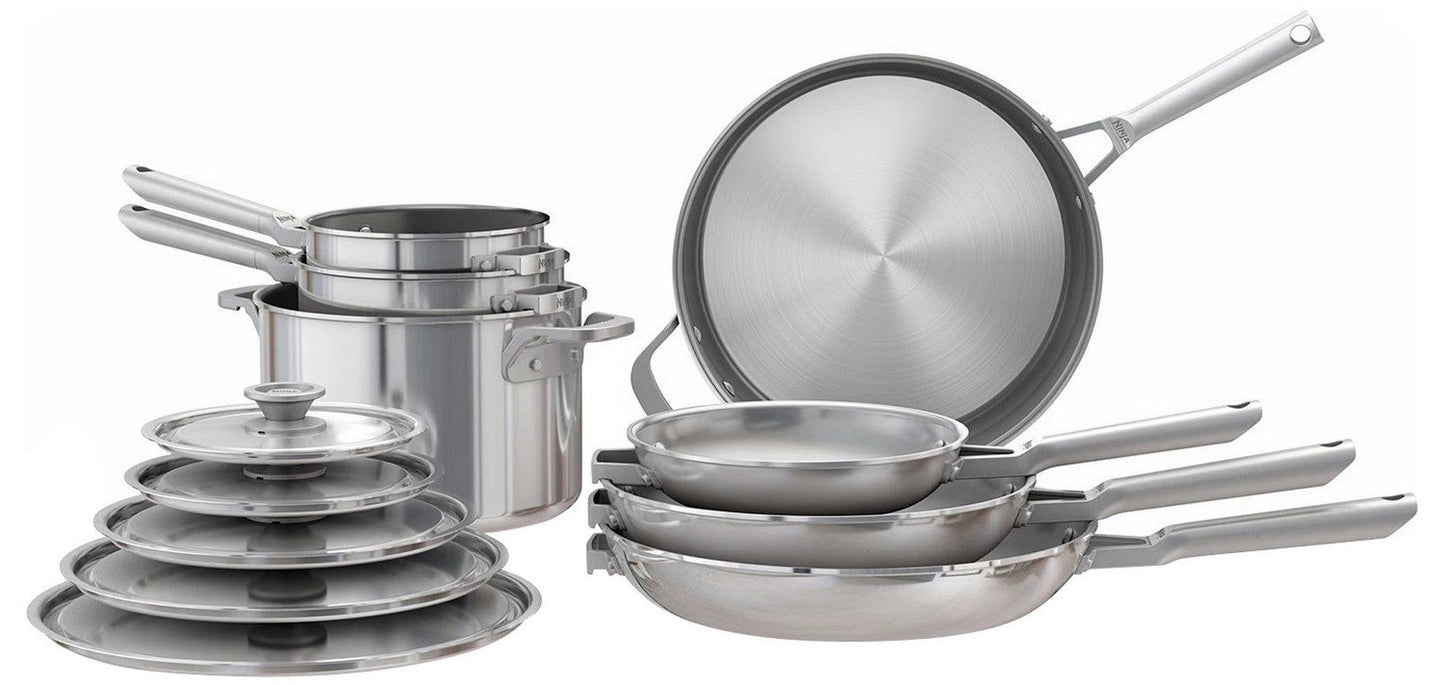 Ninja EverClad 12 pc Tri Ply Stainless Steel Cookware Set Induction Ready