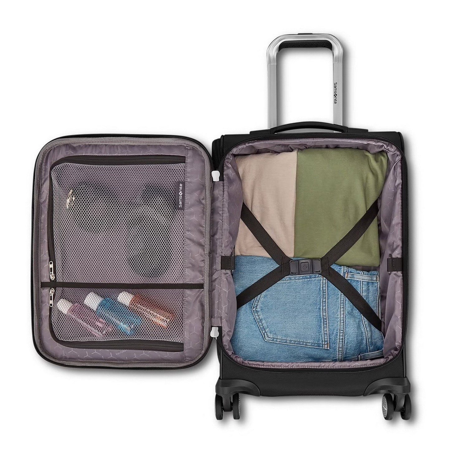 Samsonite 2 pc Softside Spinner Wheel Luggage Set Rolling Expandable Suitcases