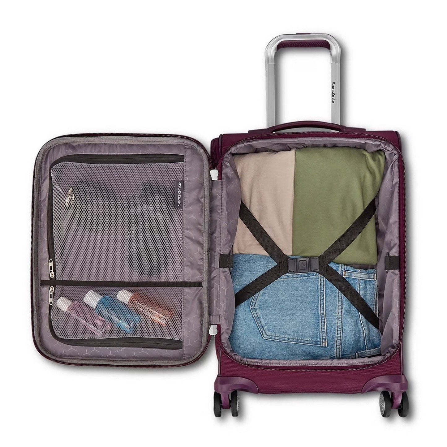 Samsonite 2 pc Softside Spinner Wheel Luggage Set Rolling Expandable Suitcases