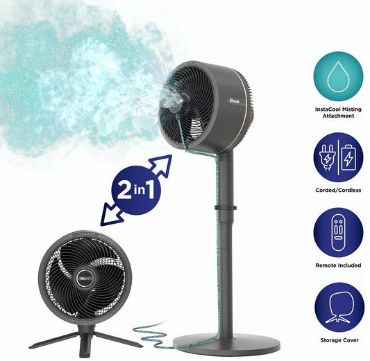 Shark FlexBreeze Fan with Mist Attachment Cordless & Corded Outdoor Indoor