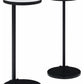 Set of 2 Slick Round Side Tables Faux Marble Top Black Metal Base 24" Tall x 10"