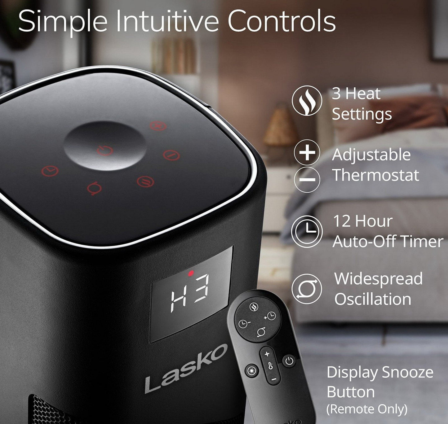 Lasko 32" 1500 Watt Oscillating Room Space Heater Portable Digital Tower