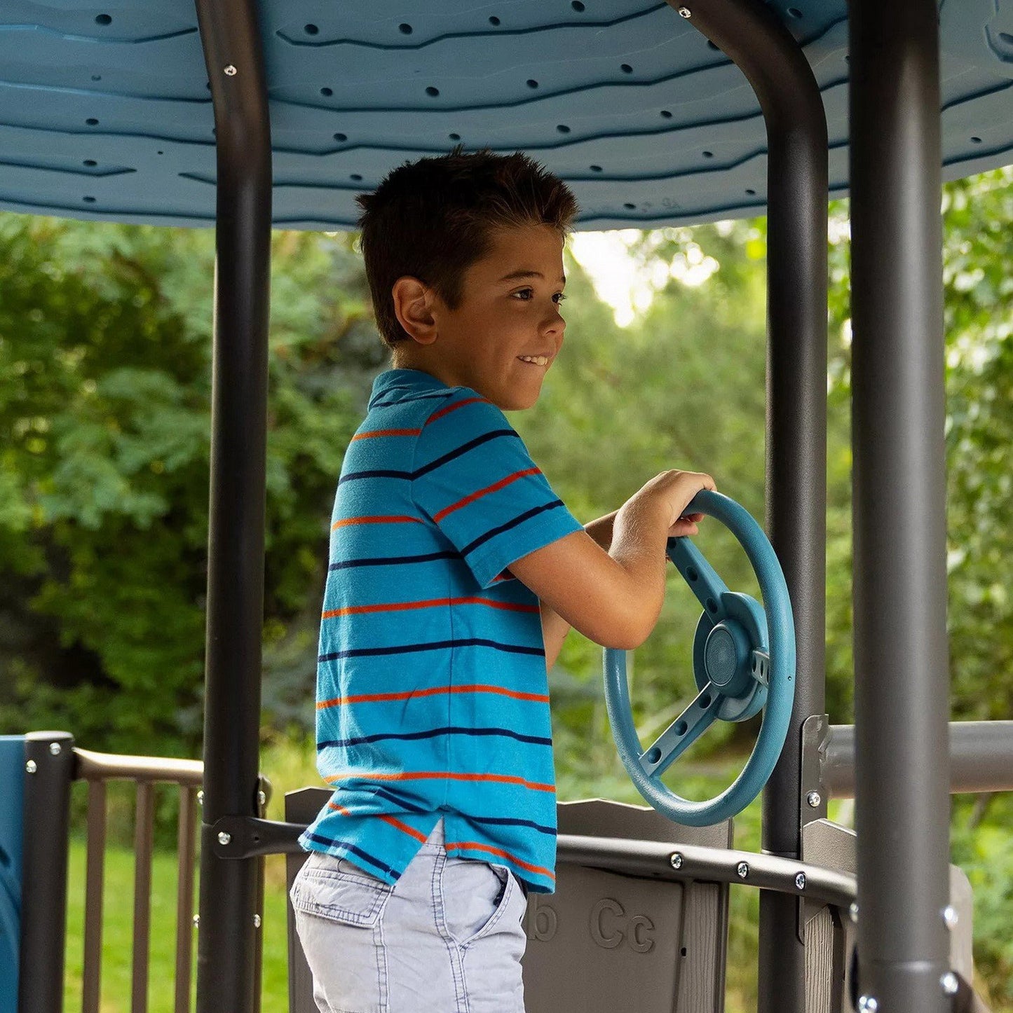 Giant Castle Playground Swing Set Playset Tube Slide Rock Climbing Wall Trapeze