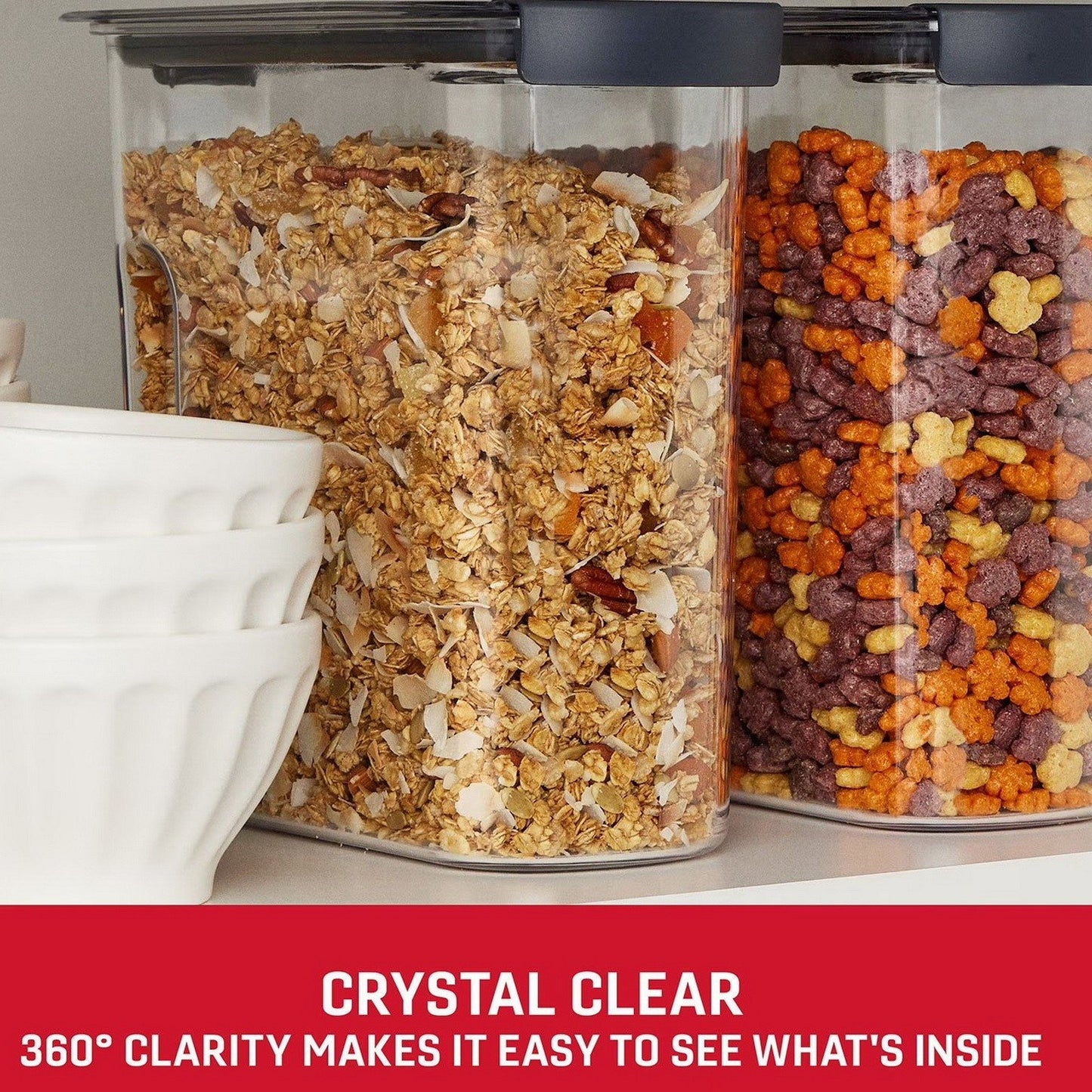 Rubbermaid Brilliance 2 Pack Cereal Dispenser Food Storage Containers 18 Cup