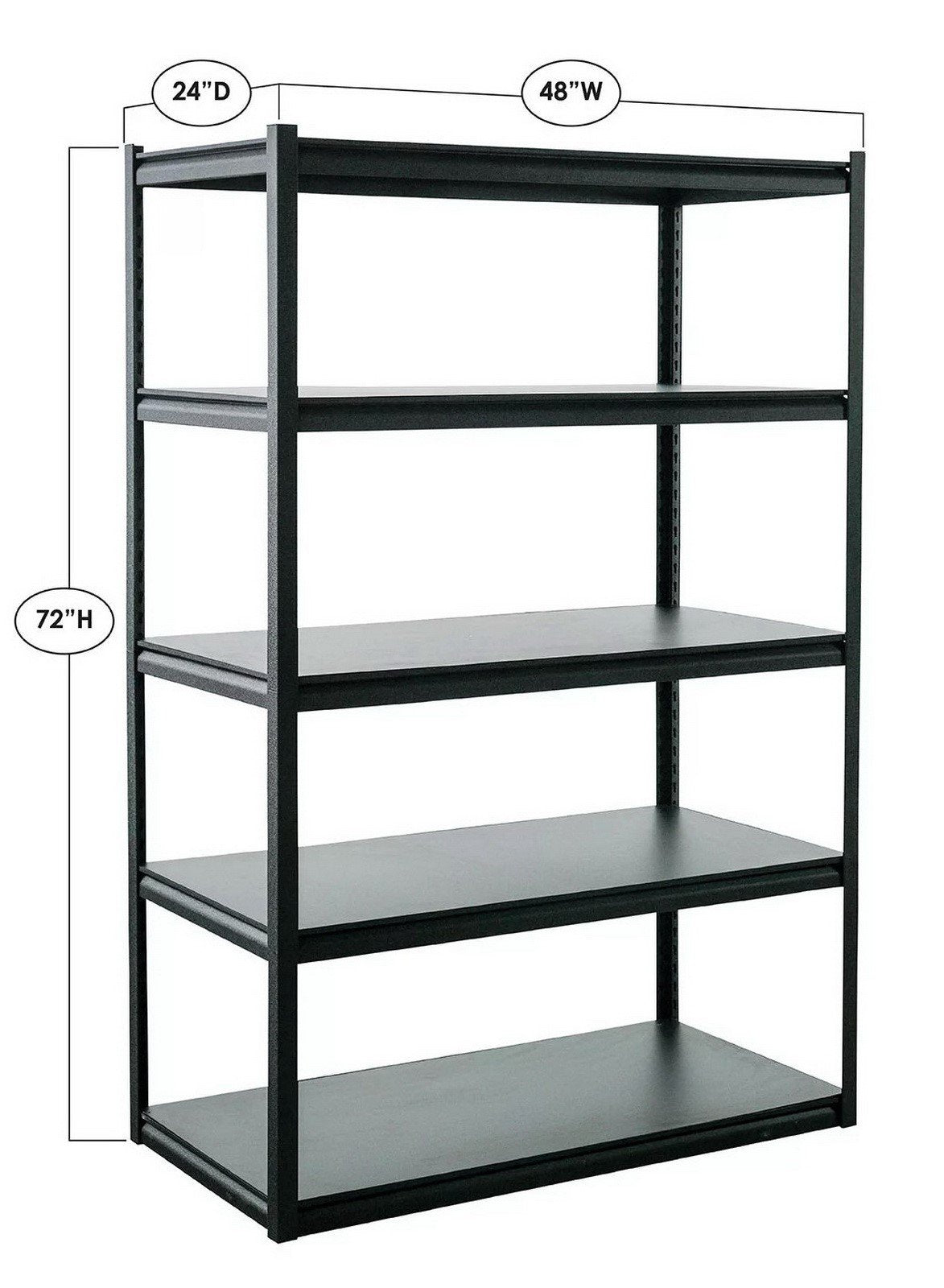 5 Shelf Steel Storage Shelving Rack Heavy Duty 4,000 lb Capacity 72" x 48" x 24"