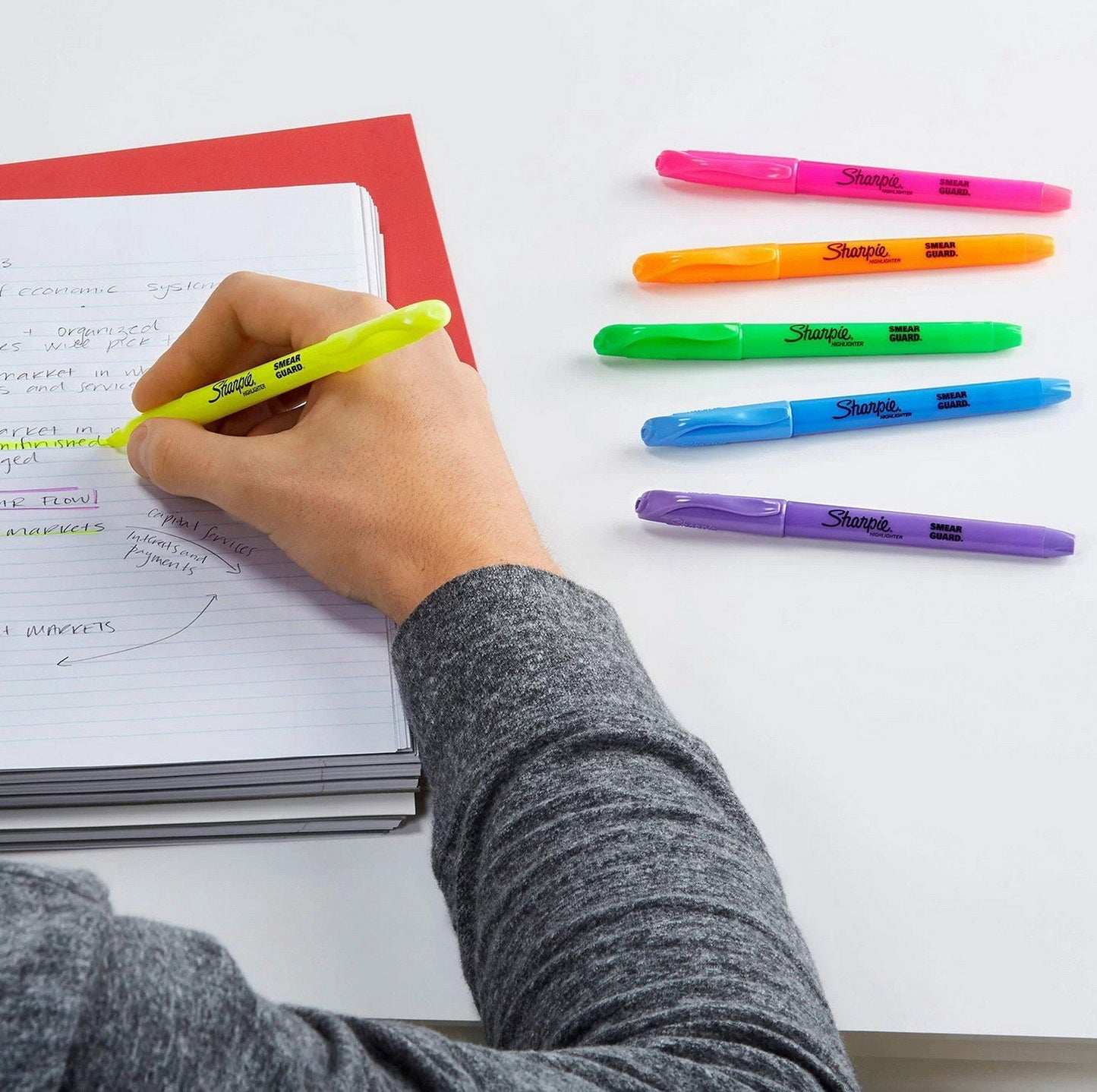 24 Pack Sharpie Accent Highlighters Assorted Colors Smear Guard Pink Yellow