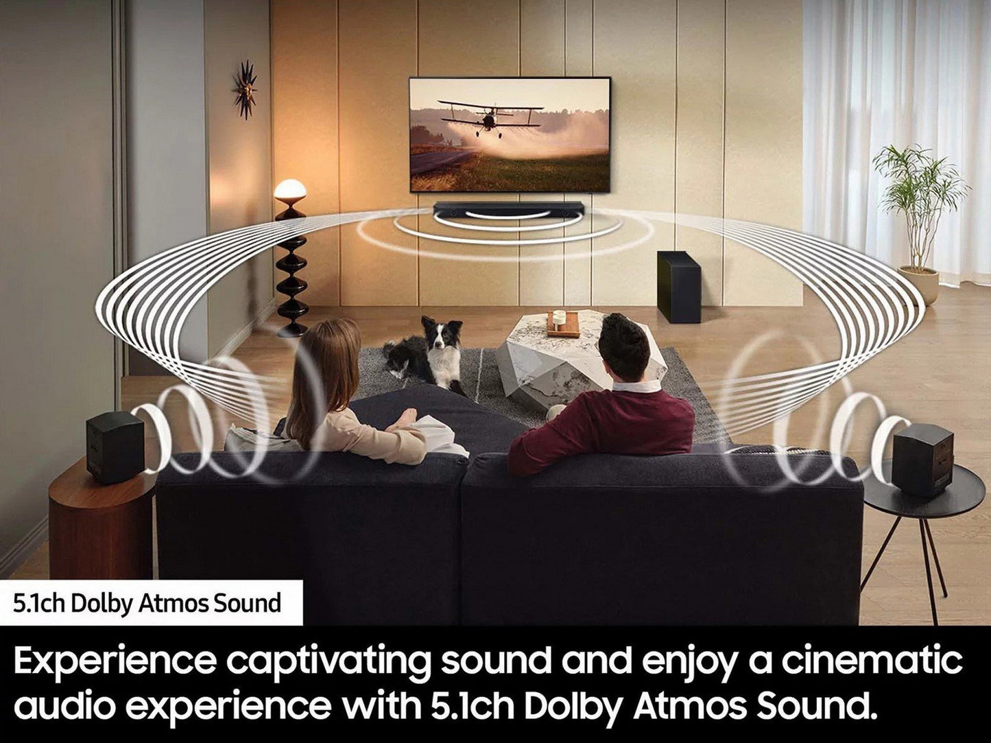 Samsung 5.1 Channel Sound Bar Wireless Subwoofer Q-Symphony Dolby ATMOS Audio