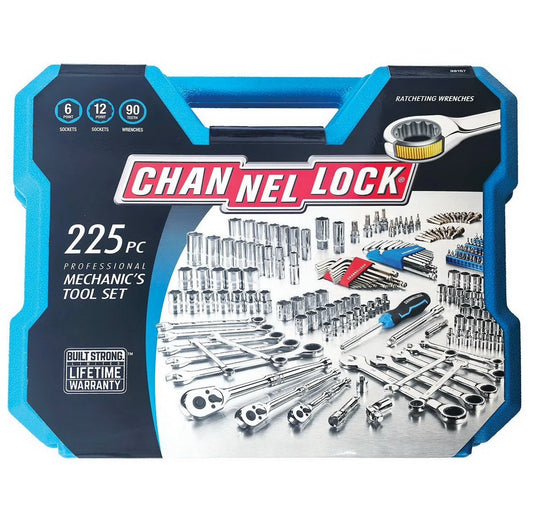225 piece Channellock Ratchet Wrench Sockets Mechanic's Tool Set SAE & Metric