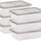 6 Large Under Bed Clear Plastic Storage Containers Snap Lid Boxes 16" x 24" x 6"
