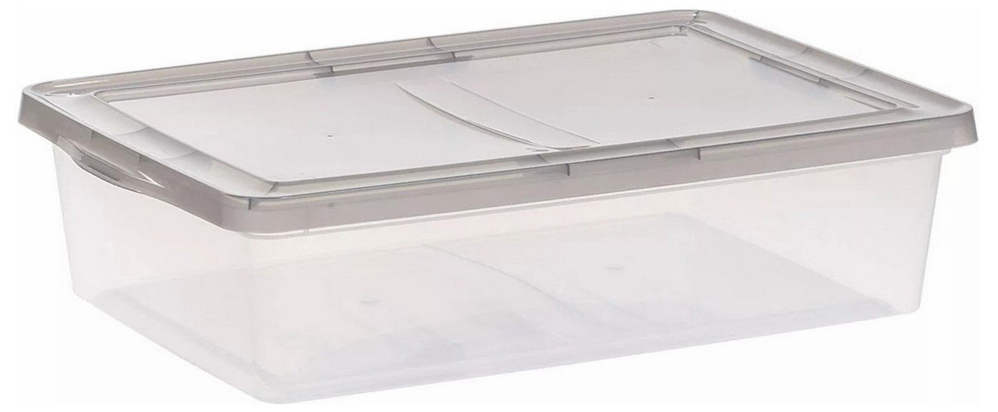 6 Large Under Bed Clear Plastic Storage Containers Snap Lid Boxes 16" x 24" x 6"