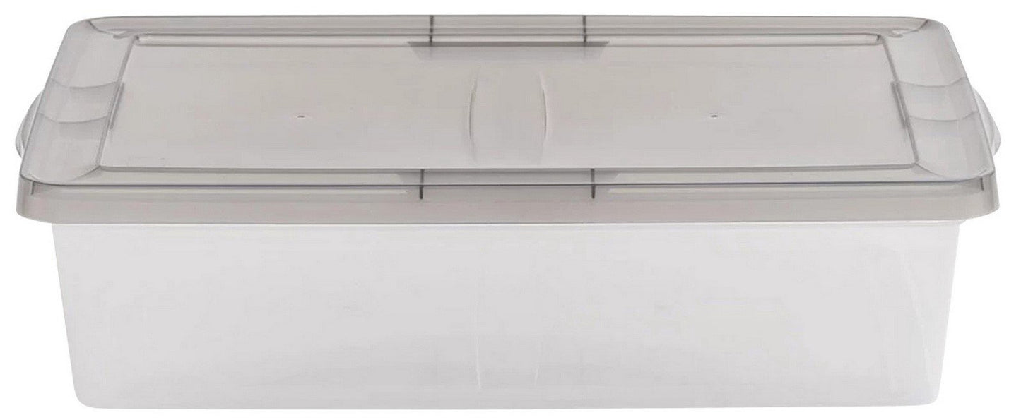 6 Large Under Bed Clear Plastic Storage Containers Snap Lid Boxes 16" x 24" x 6"