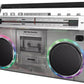 ION Audio Boombox with Bluetooth Cassette AM/FM Radio & Multi Color LED Lights