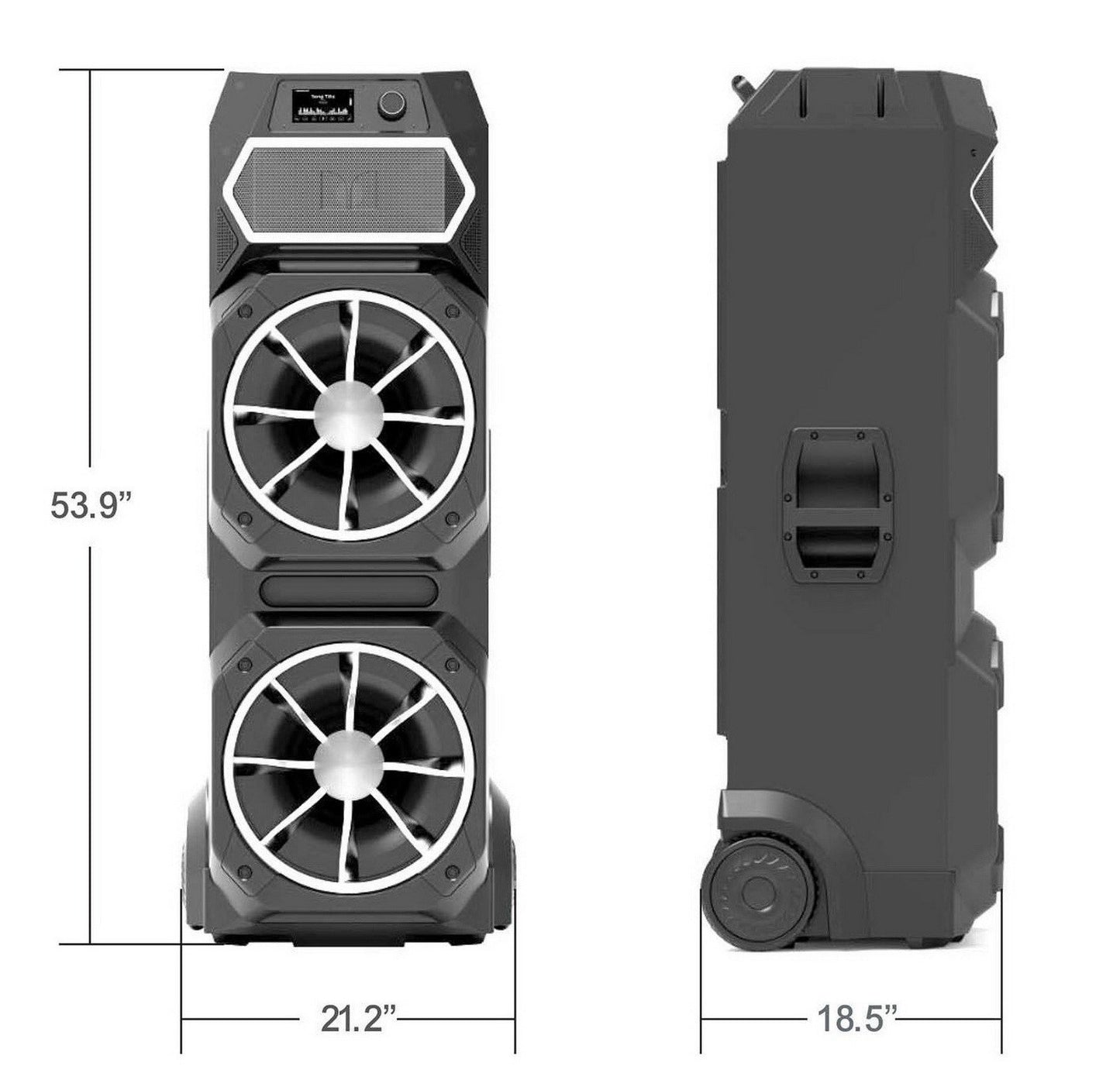 Huge Monster GI30 1800 Watt Party Bluetooth Speaker Dual 15" Subwoofers 54" Tall
