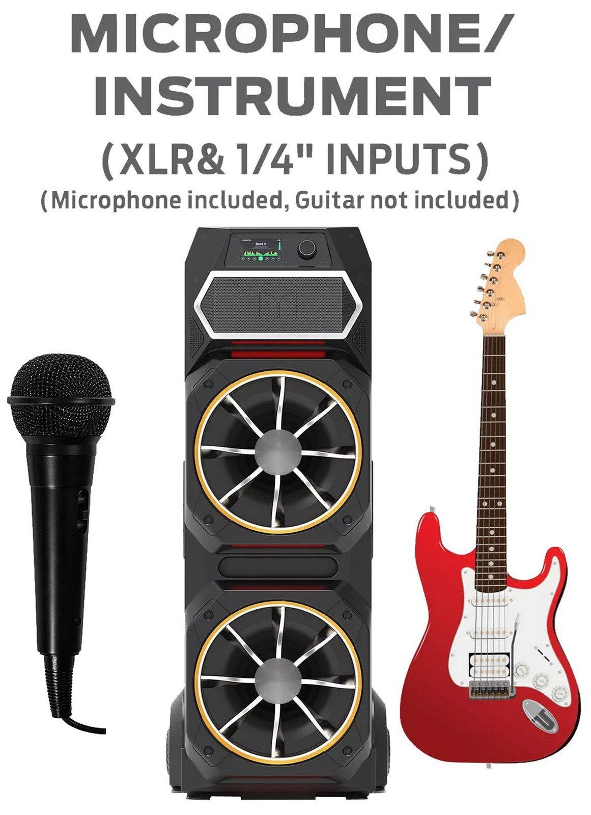 Huge Monster GI30 1800 Watt Party Bluetooth Speaker Dual 15" Subwoofers 54" Tall