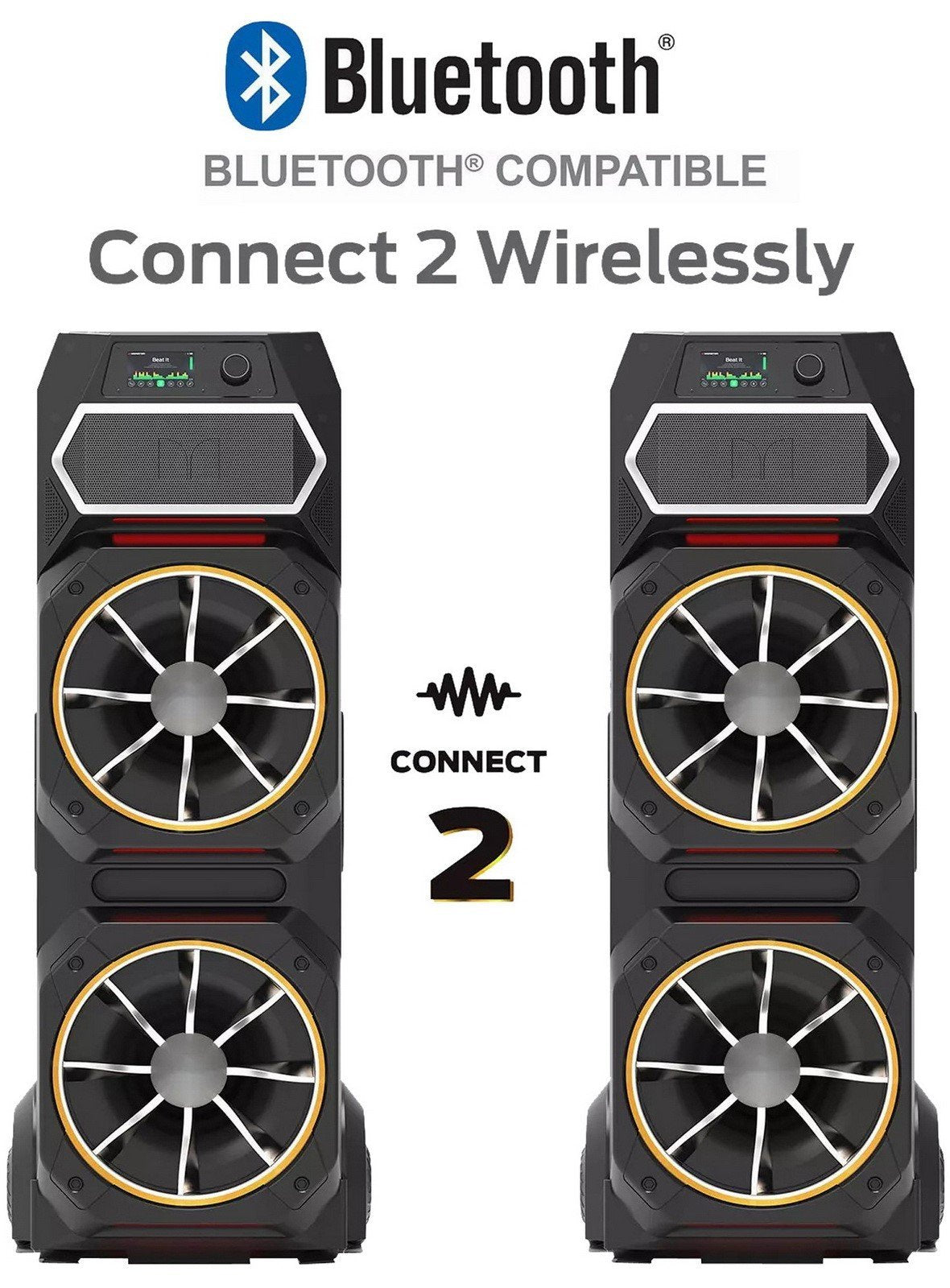 Huge Monster GI30 1800 Watt Party Bluetooth Speaker Dual 15" Subwoofers 54" Tall