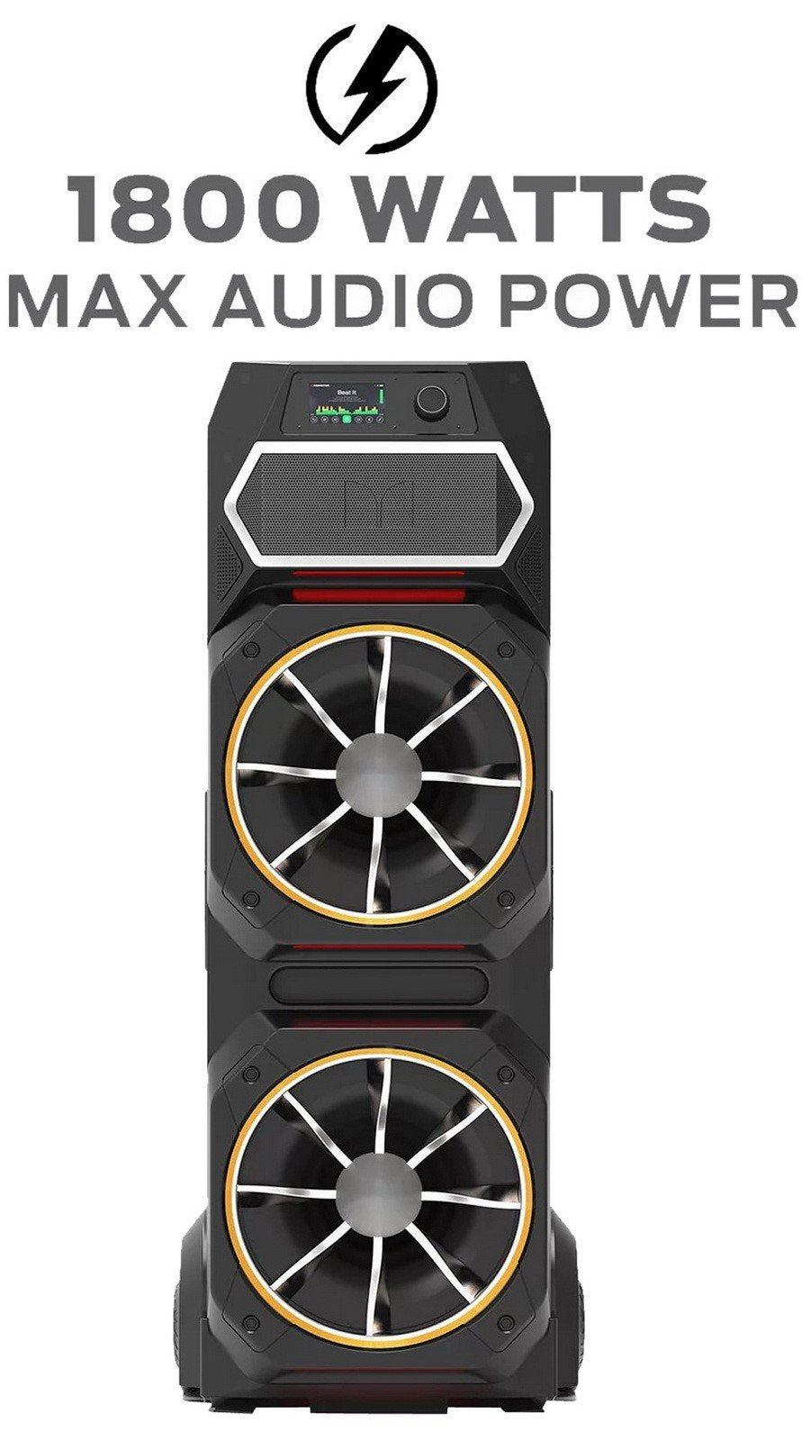 Huge Monster GI30 1800 Watt Party Bluetooth Speaker Dual 15" Subwoofers 54" Tall