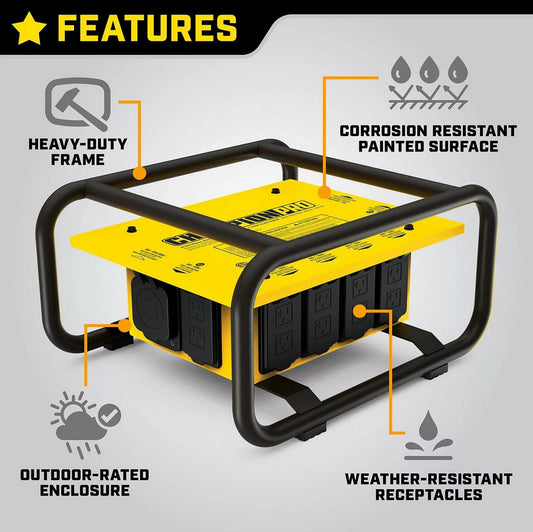 6 Outlet Spider Box Power Distribution Box 50 Amp OSHA Compliant