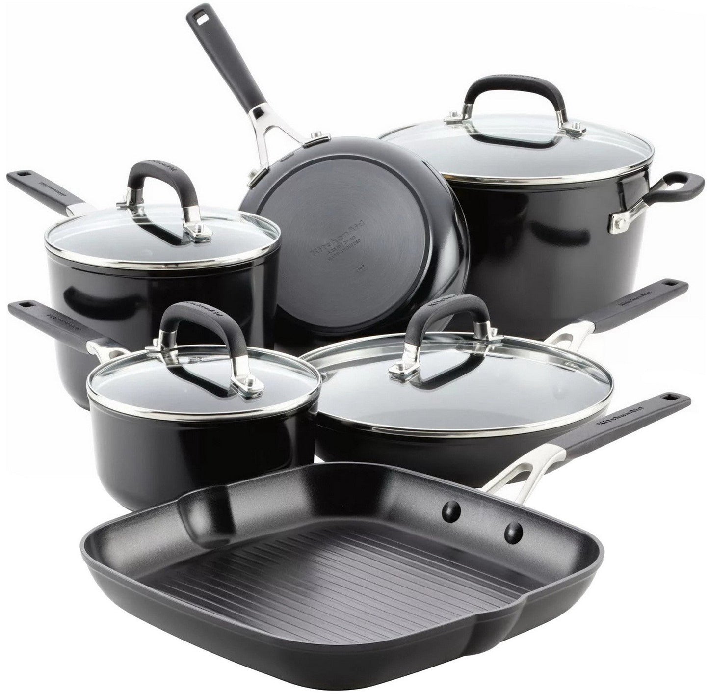 KitchenAid 10 pc Nonstick Cookware Pots & Pans Set Hard Anodized Black