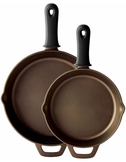 Tramontina Enamel Cast Iron Skillets Fry Pans Set 10" and 12" Induction Ready