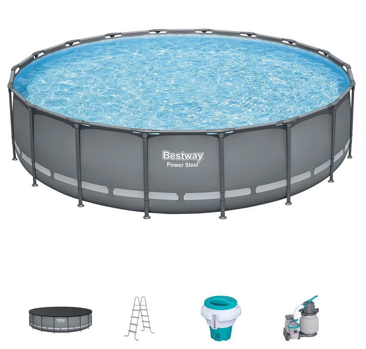 Bestway Large 18' x 48" Above Ground Pool Set Ladder Filter Pump Cover