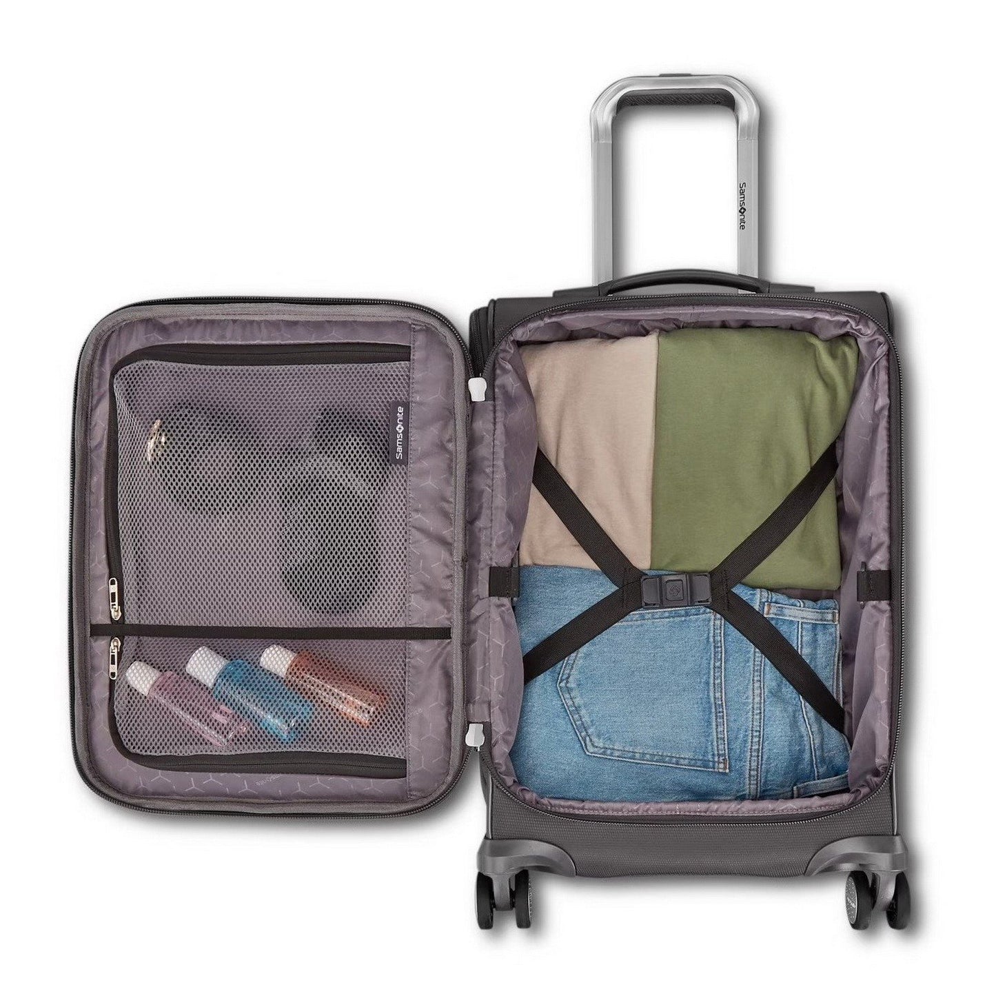 Samsonite 2 pc Softside Spinner Wheel Luggage Set Rolling Expandable Suitcases