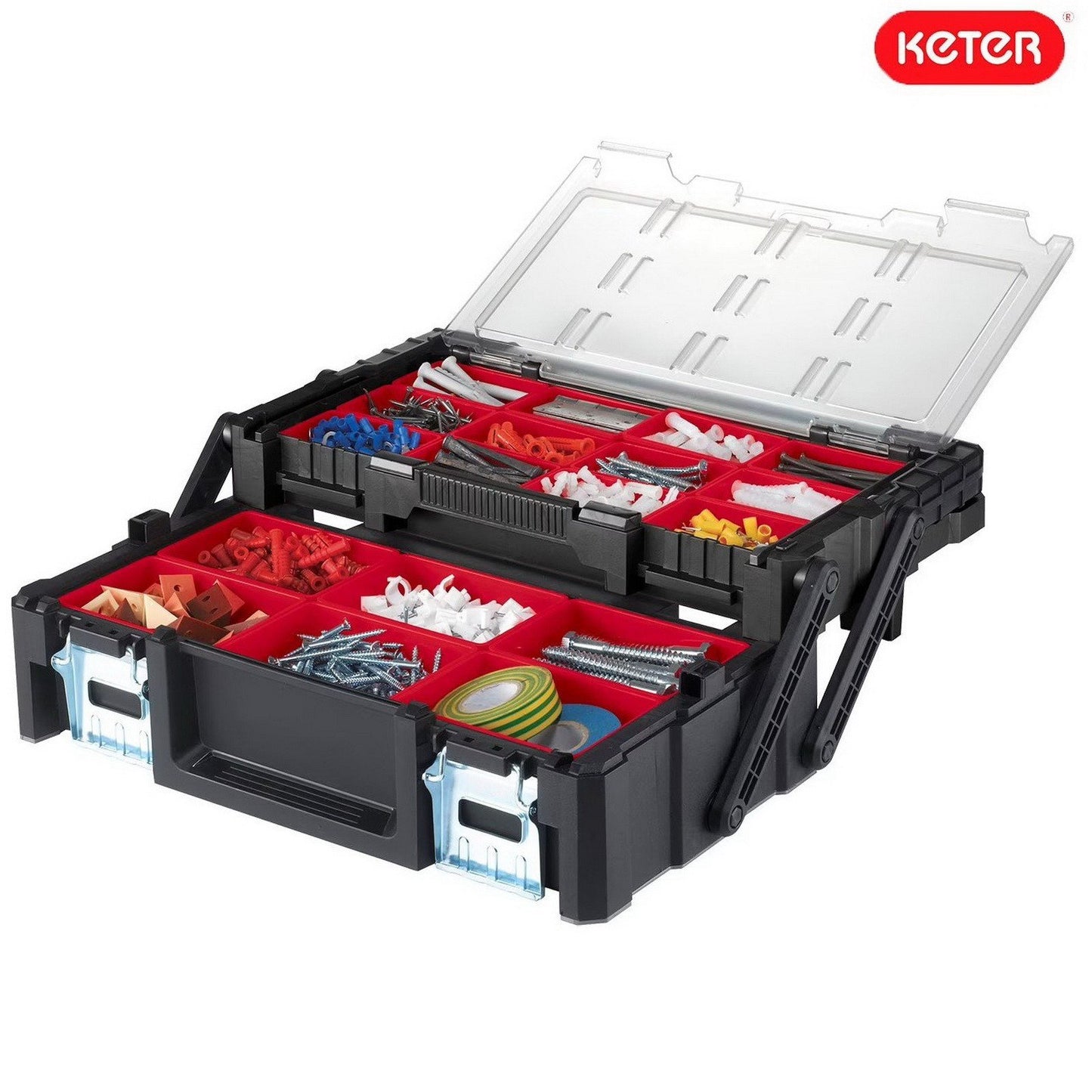 Keter Rolling ToolBox with Telescoping Handle 18" Cantilever Tool Box Organizer