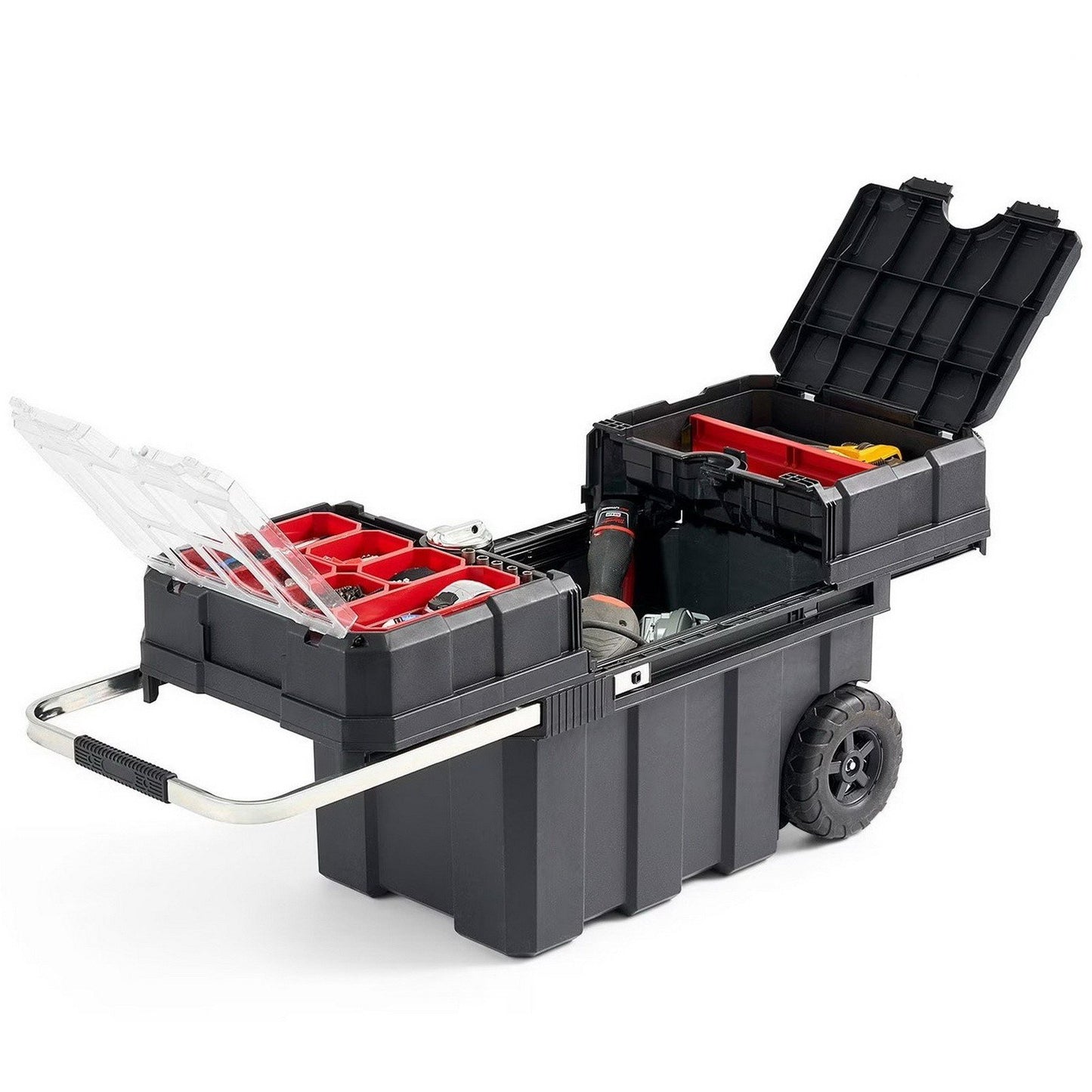 Keter Rolling ToolBox with Telescoping Handle 18" Cantilever Tool Box Organizer