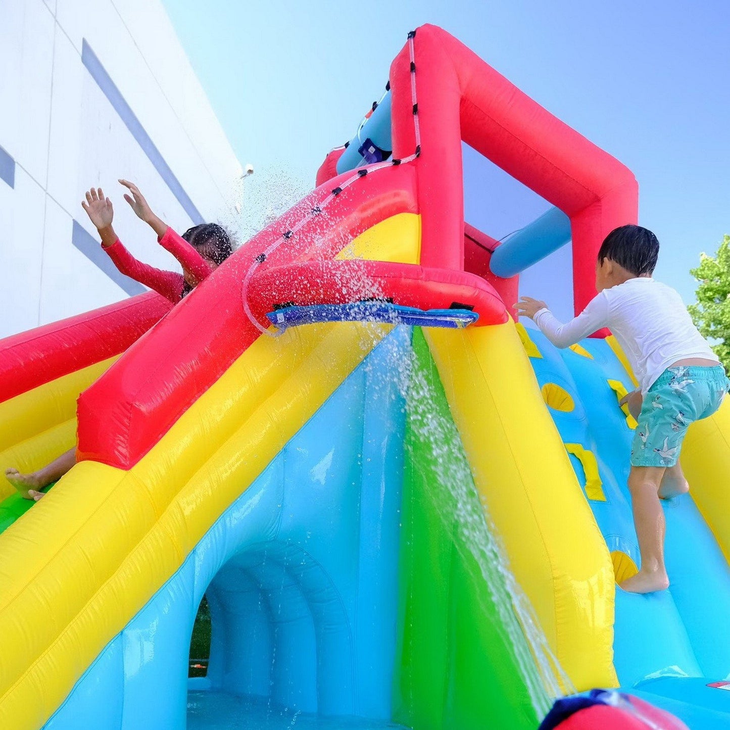 Kids Large Inflatable Water Slide Splash Pool Climbing Wall My First Waterslide