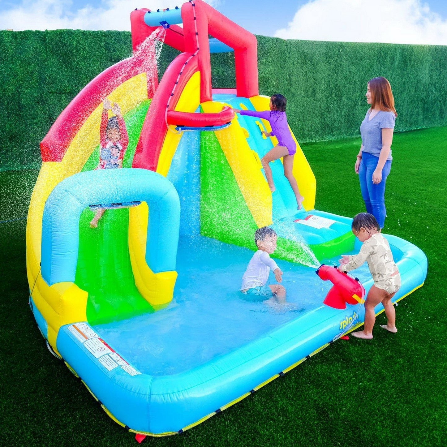 Kids Large Inflatable Water Slide Splash Pool Climbing Wall My First Waterslide