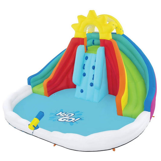 H2OGO! Huge Inflatable Water Park Splash Pool 2 Lane Slide Spray Blaster