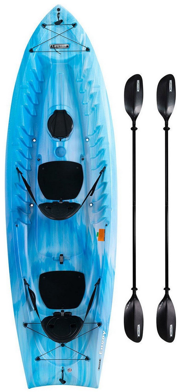 Envoy Tandem 2 Person Kayak Sit On Top Flat Bottom with Paddles 10'-6" Long