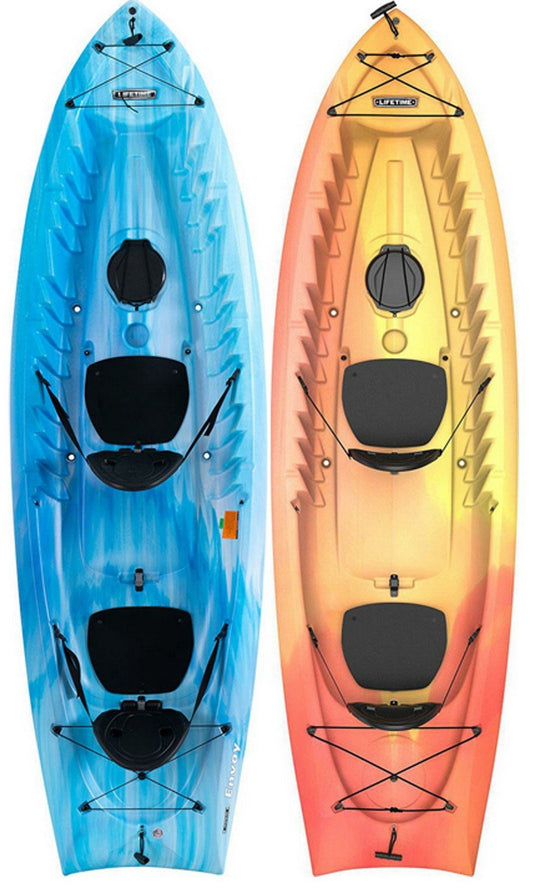 Envoy Tandem 2 Person Kayak Sit On Top Flat Bottom with Paddles 10'-6" Long